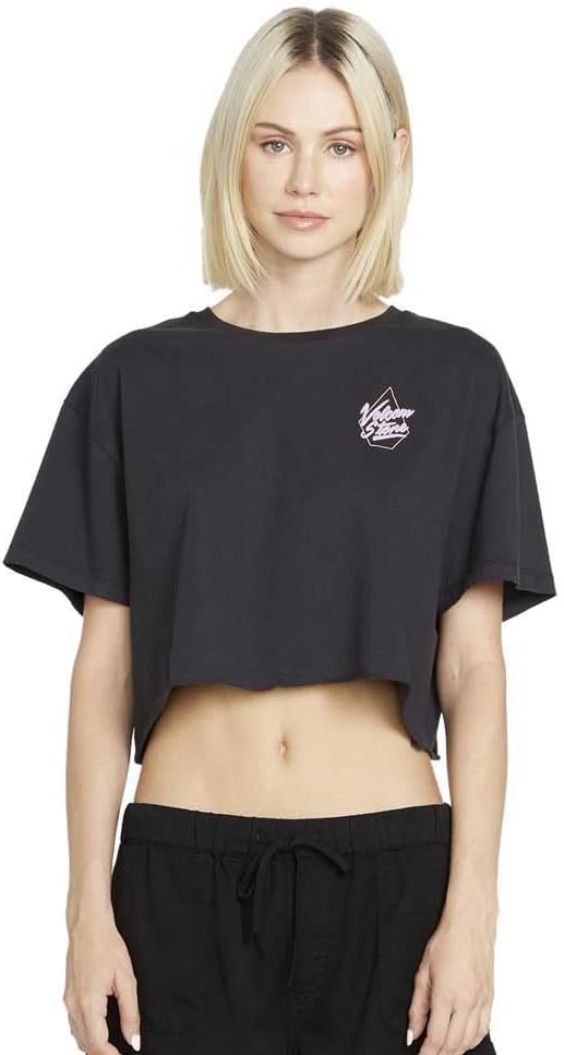 Volcom Women's Just a Trim Short Sleeve Crop Tee Black