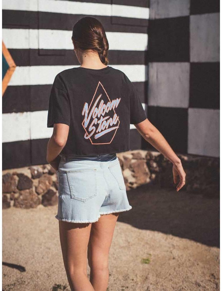 Volcom Women's Just a Trim Short Sleeve Crop Tee Black
