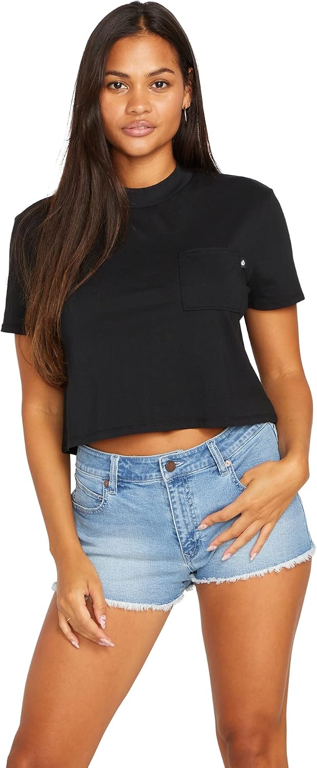 Volcom Women's Stoney Stretch Cut Off Denim Short Blue Drift