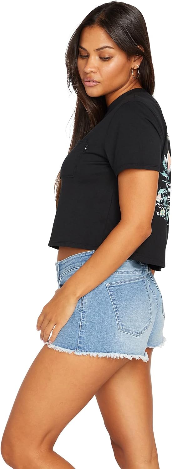Volcom Women's Stoney Stretch Cut Off Denim Short Blue Drift