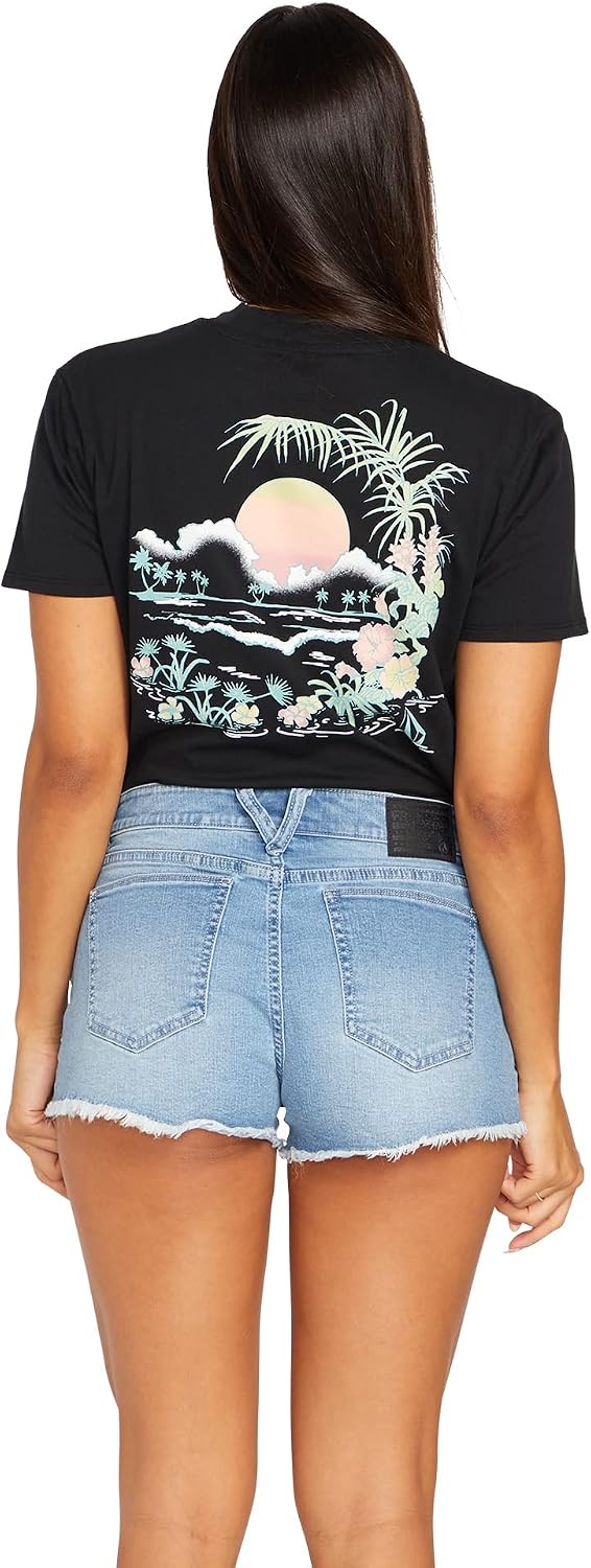 Volcom Women's Stoney Stretch Cut Off Denim Short Blue Drift