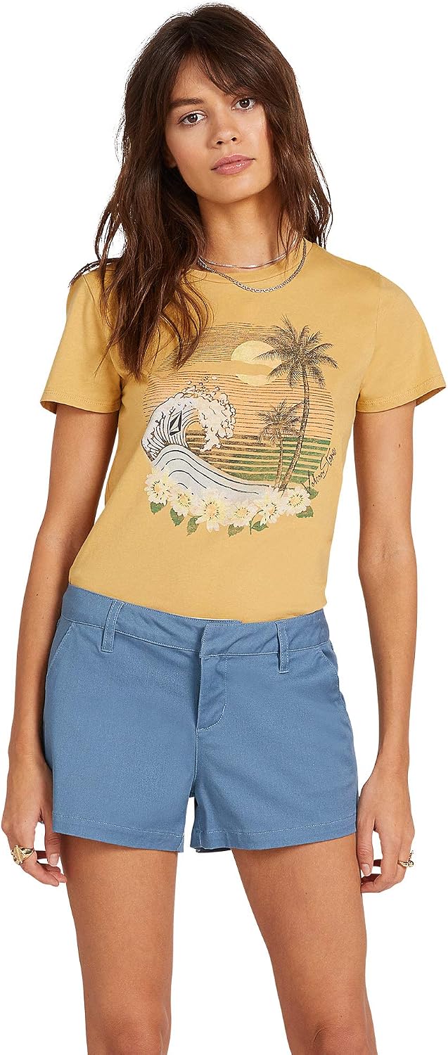 Volcom Women's Frochickie 3" Chino Short (Regular & Plus Size) Laguna Blue
