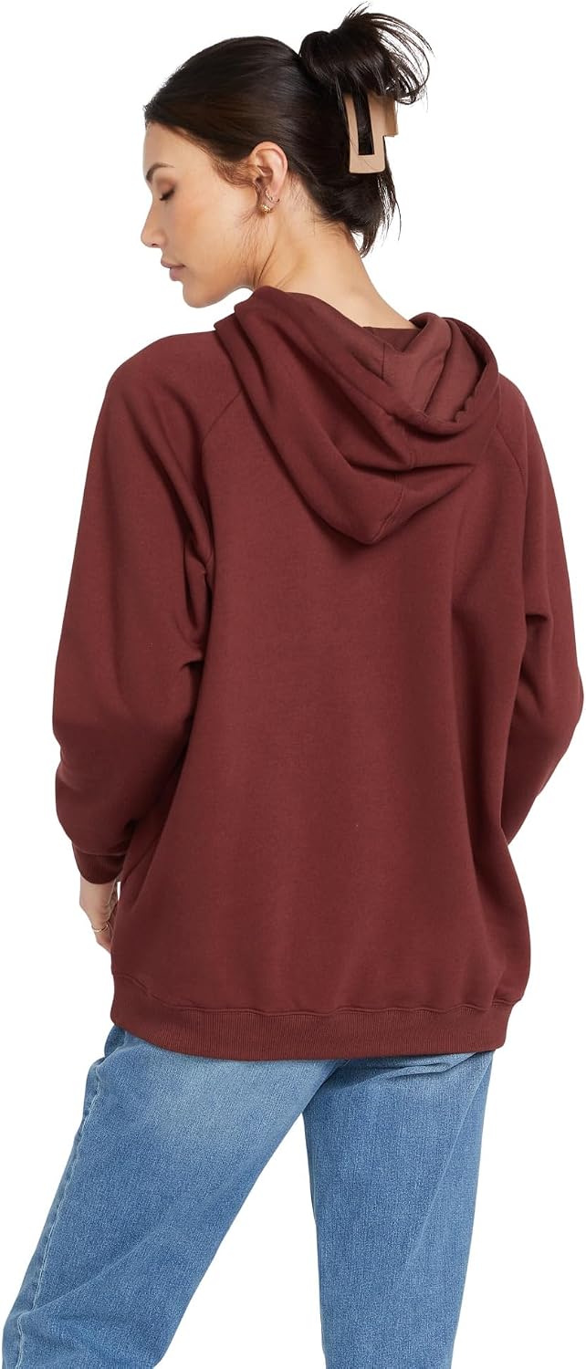 Volcom Women's Truly Stoked Ovesized Bf Hooded Fleece Sweatshirt Cayenne