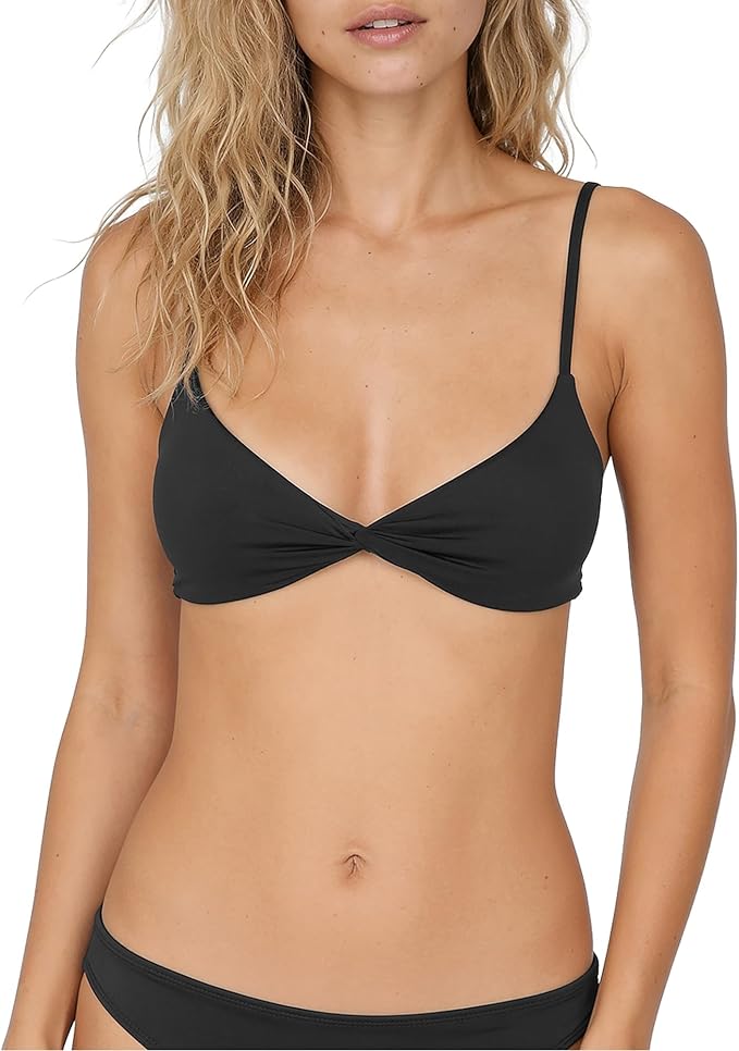 Volcom Women's Simply Seemless V Neck Swimsuit Bikini Top Black
