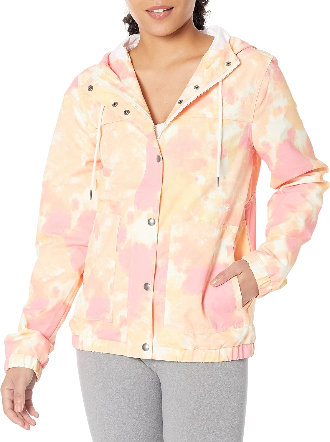 Volcom Women's Enemy Stone Hooded Zip Front Windbreaker Jacket (Regular & Plus Size) Multi