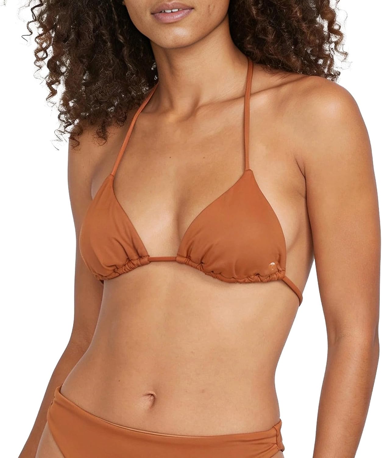 Volcom Women's Tri Bikini Top – Sustainable Slide-tri Swim Top with Adjustable Halter and Removable Cups Henna