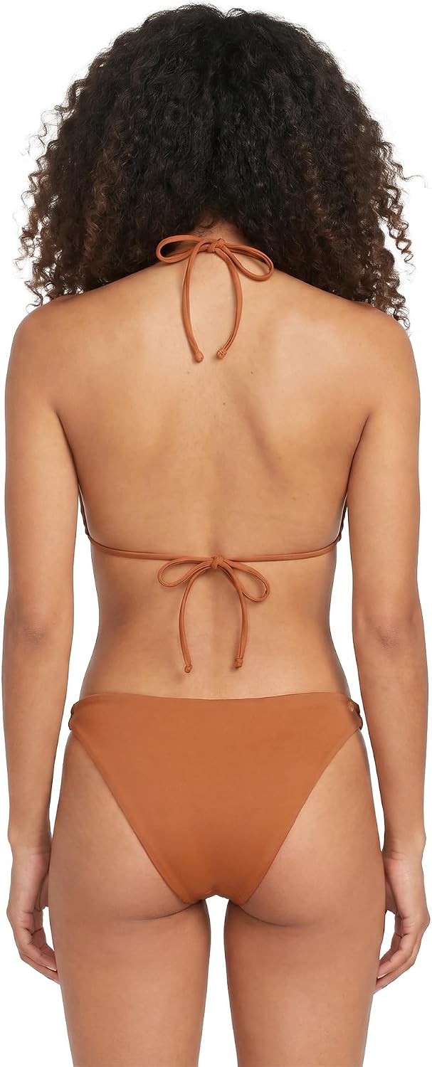 Volcom Women's Tri Bikini Top – Sustainable Slide-tri Swim Top with Adjustable Halter and Removable Cups Henna