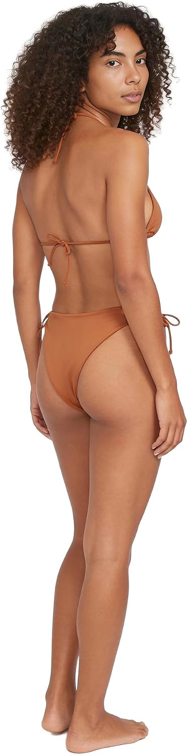 Volcom Women's Tri Bikini Top – Sustainable Slide-tri Swim Top with Adjustable Halter and Removable Cups Henna