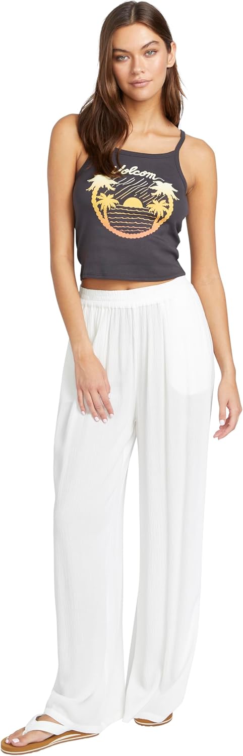 Volcom Women's Stoneshine Junki Wide Leg Beach Pant Star White 1