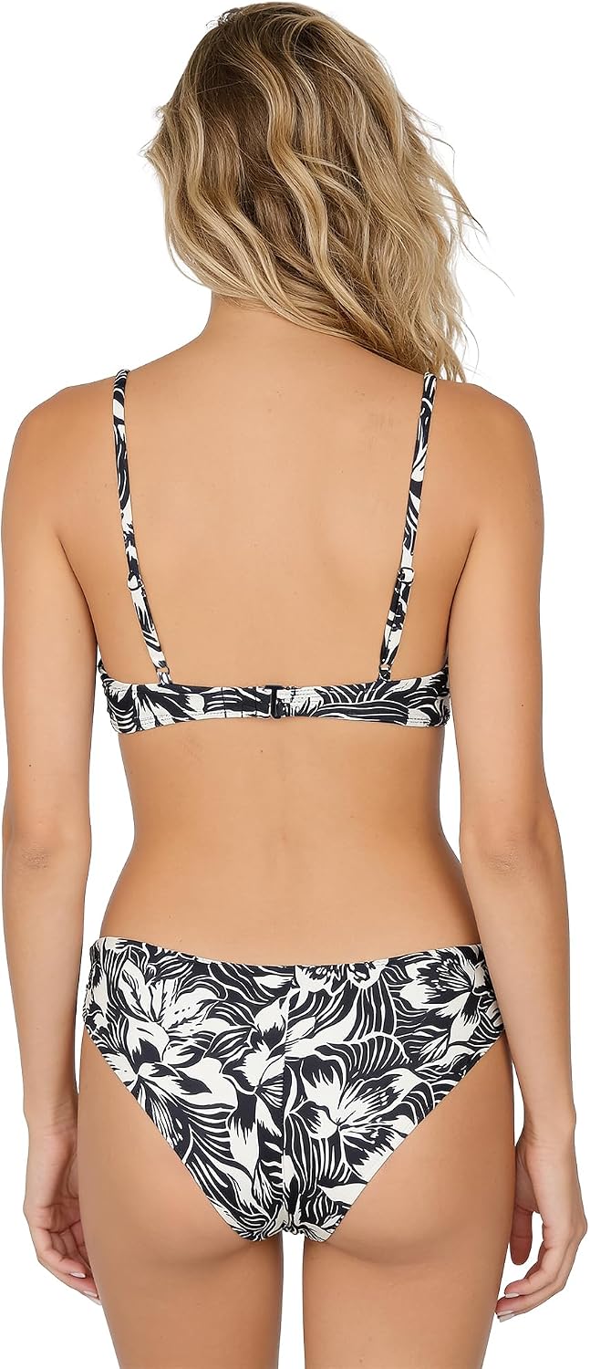Volcom Women's Simply Seemless V Neck Swimsuit Bikini Top BlackCream