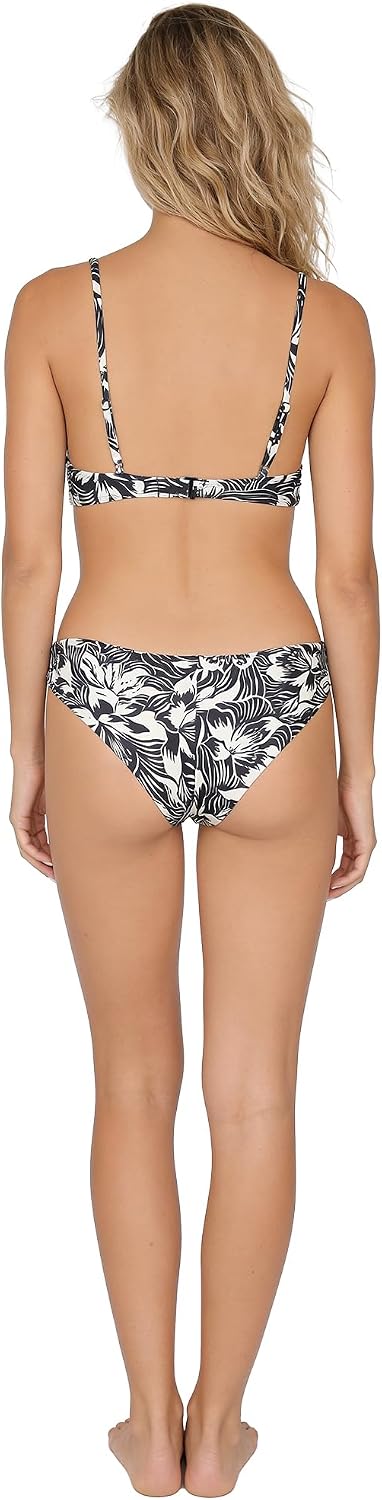Volcom Women's Simply Seemless V Neck Swimsuit Bikini Top BlackCream