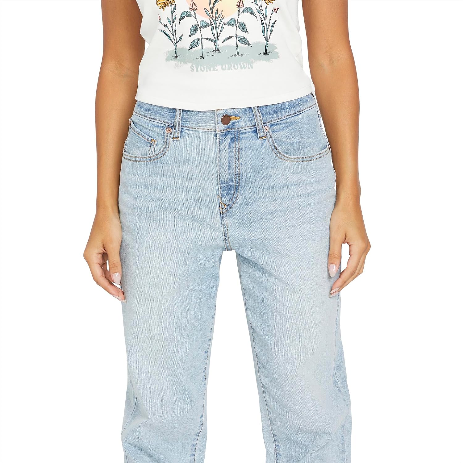 Volcom Women's Stone Step High Rise Denim Jean Pant Retro Blue