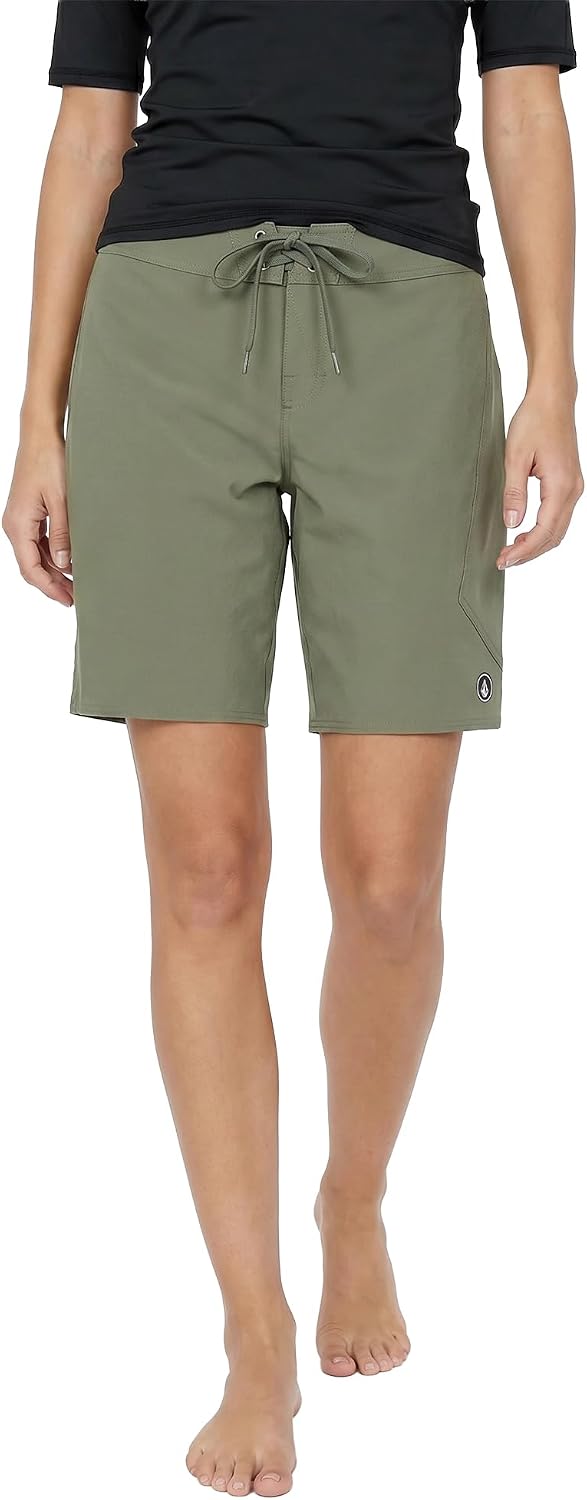 Volcom womens Simply Solid 11-inch Classic Swim Boardshort Green Olive
