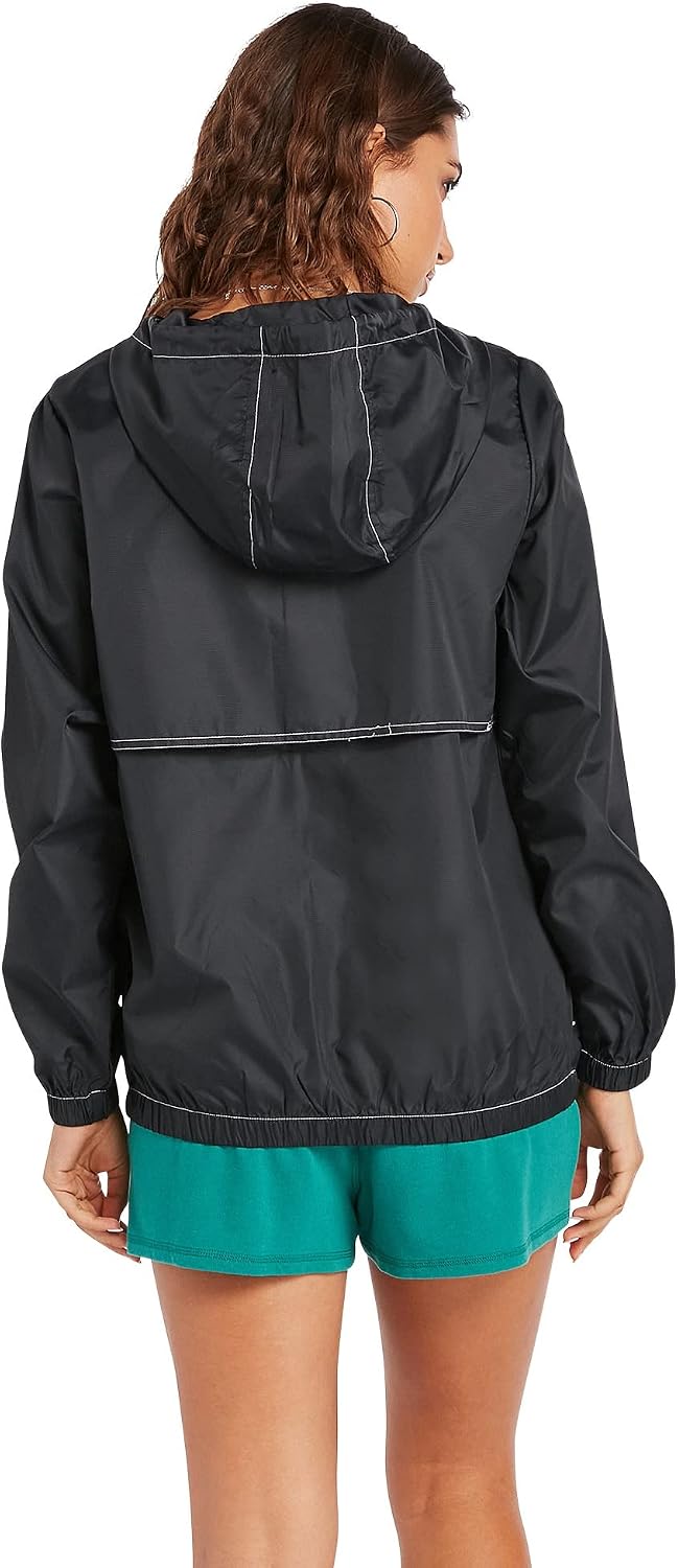 Volcom Women's Wind Stoned Lightweight Quarter Zip Windbreaker Jacket Black