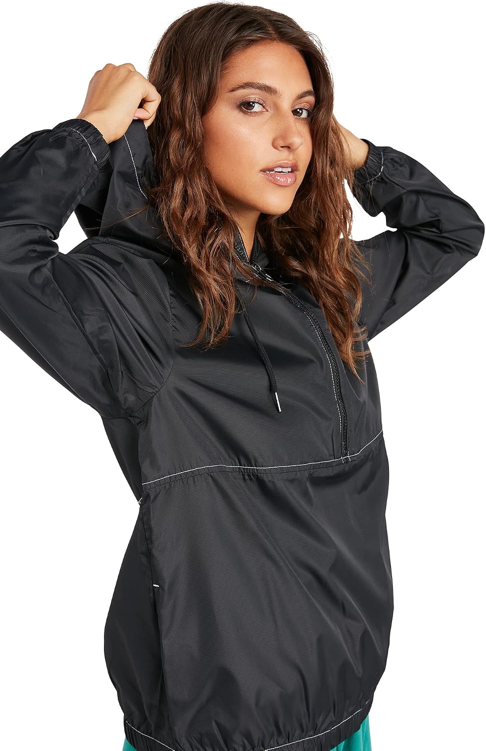 Volcom Women's Wind Stoned Lightweight Quarter Zip Windbreaker Jacket Black