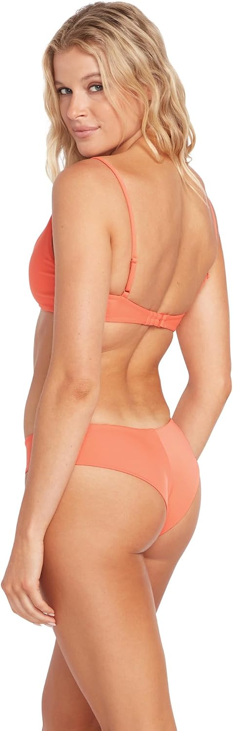 Volcom Women's Simply Seamless Cheeky Bikini Bottom (Regular & Plus Size) Dark Coral