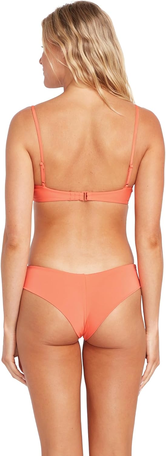 Volcom Women's Simply Seamless Cheeky Bikini Bottom (Regular & Plus Size) Dark Coral