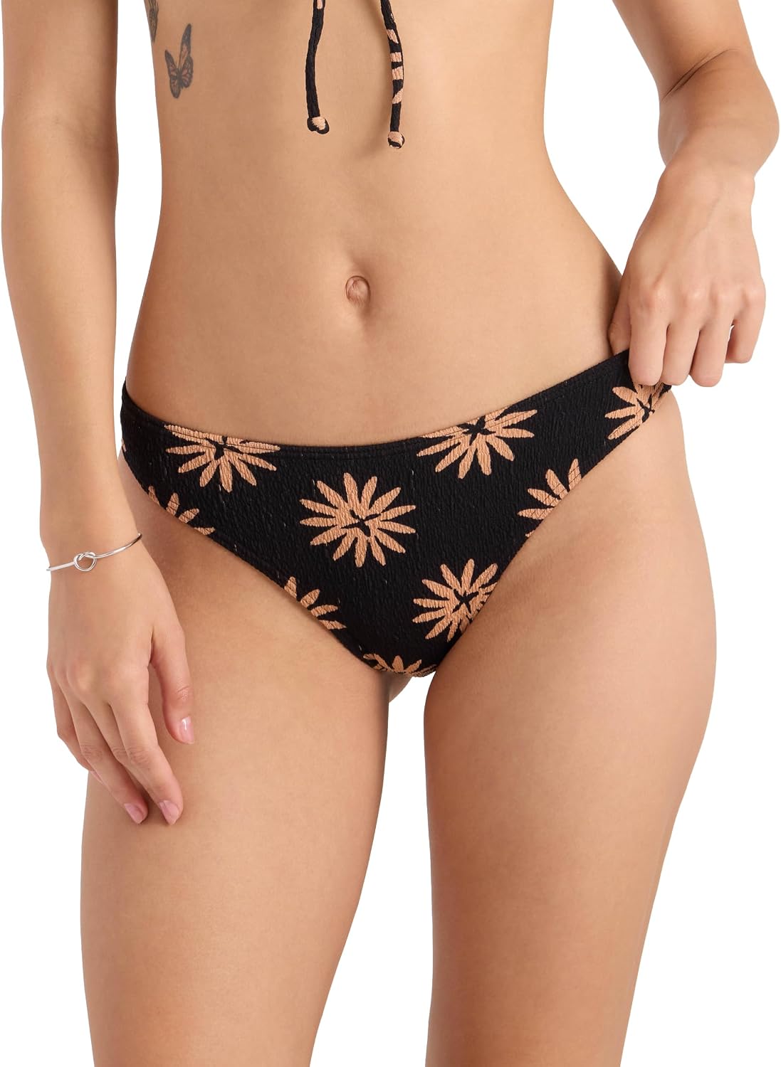 Volcom Women's Simply Seamless Skimpy Swimsuit Bikini Bottom Black Bronze