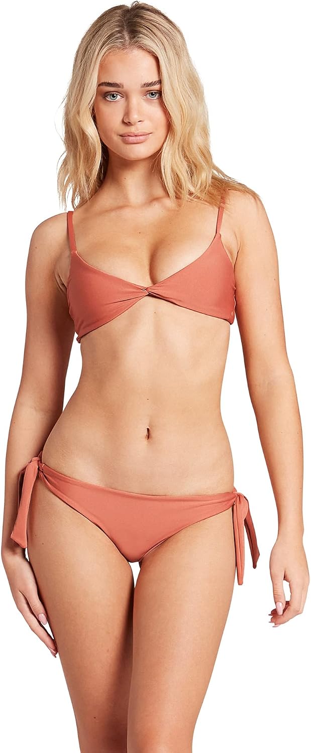 Volcom Women's Full Bikini Bottom – Low-Rise Swim Bottom with Full Coverage, Made from Recycled Fabric Sepia