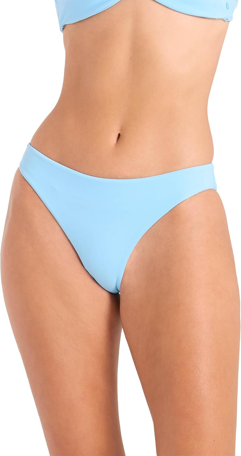 Volcom Women's Full Bikini Bottom – Low-Rise Swim Bottom with Full Coverage, Made from Recycled Fabric Cloud Blue