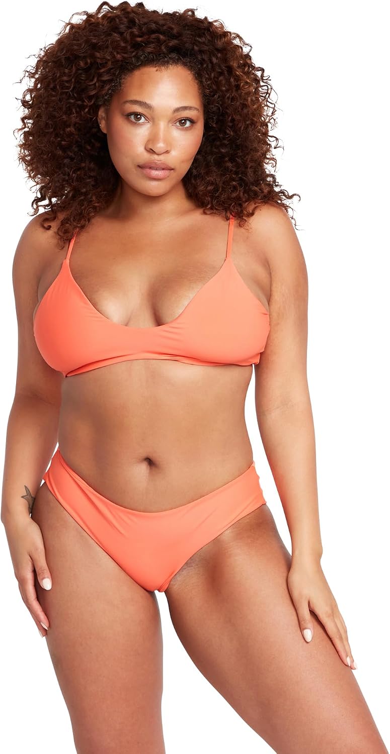 Volcom Women's Women's Simply Solid Scoop Neck Bikini Top Neck Bikini Top Coral