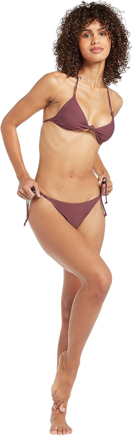 Volcom Women's Simply Solid V Beach Pant Bikini Bottom Eggplant