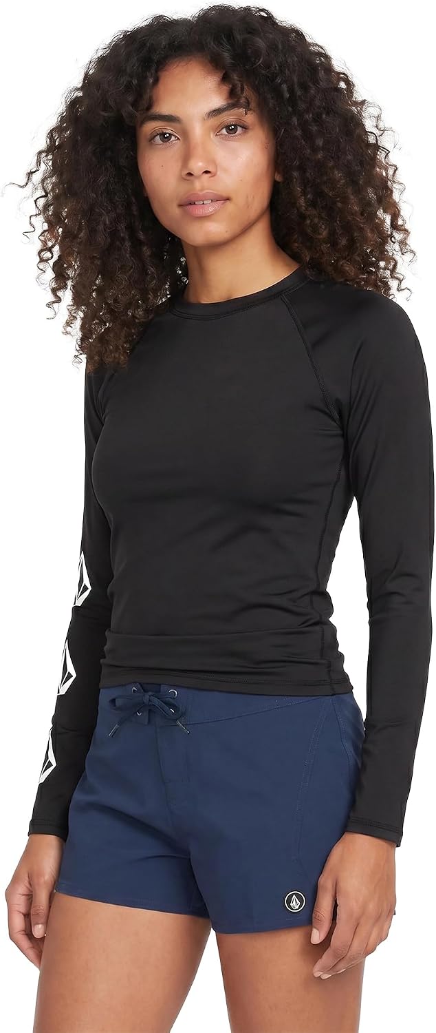Volcom Women's Simply Core Long Sleeve Rashguard Upf 50+ Black