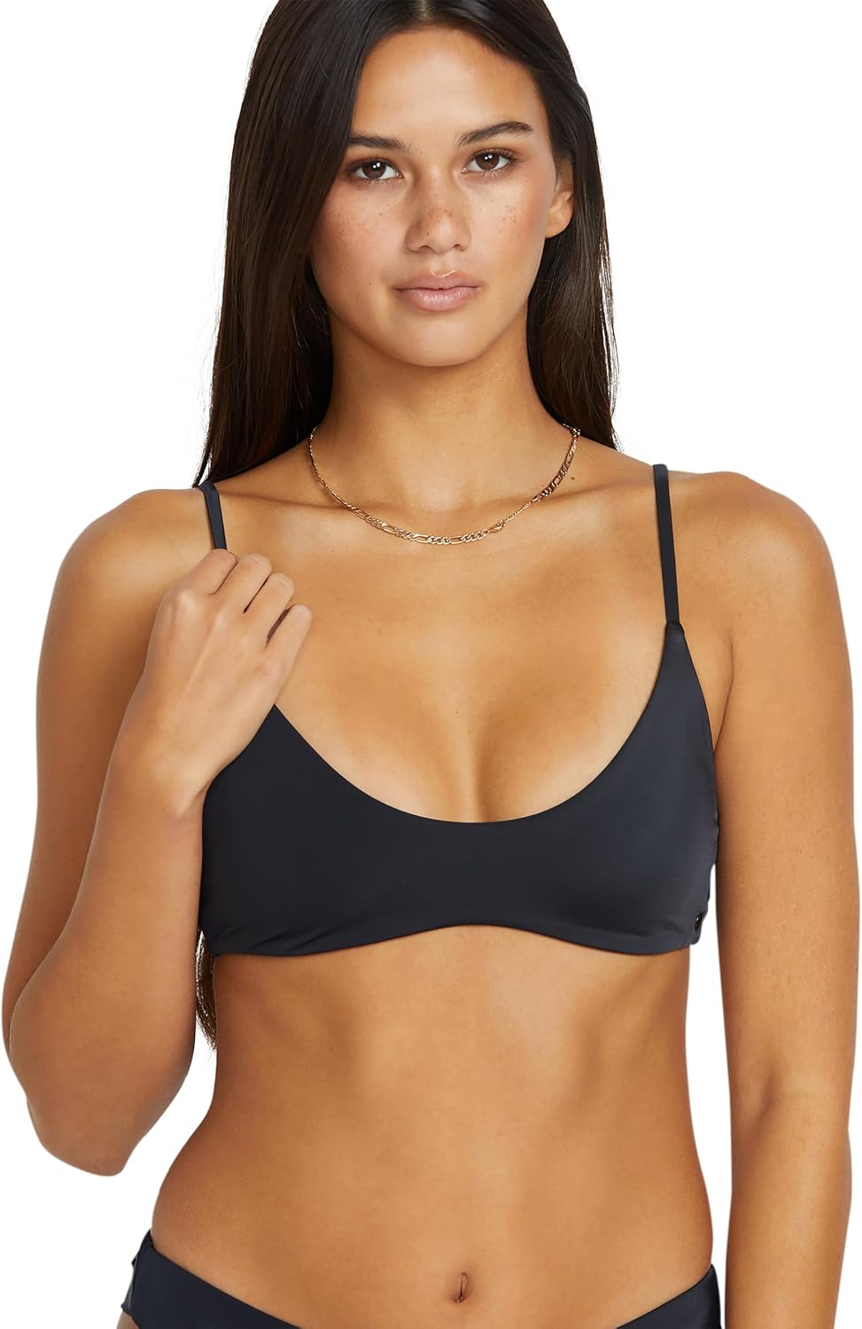 Volcom Women's Crop Bikini Top – Seamless Swim Top with Cropped Fit, Adjustable Straps, and Removable Cups Black-wht
