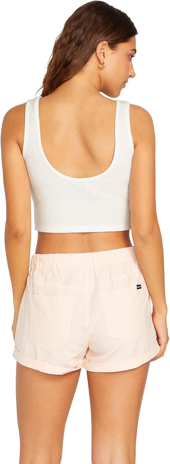 Volcom Women's Lived in Lounge Rib Fitted Tank Star White