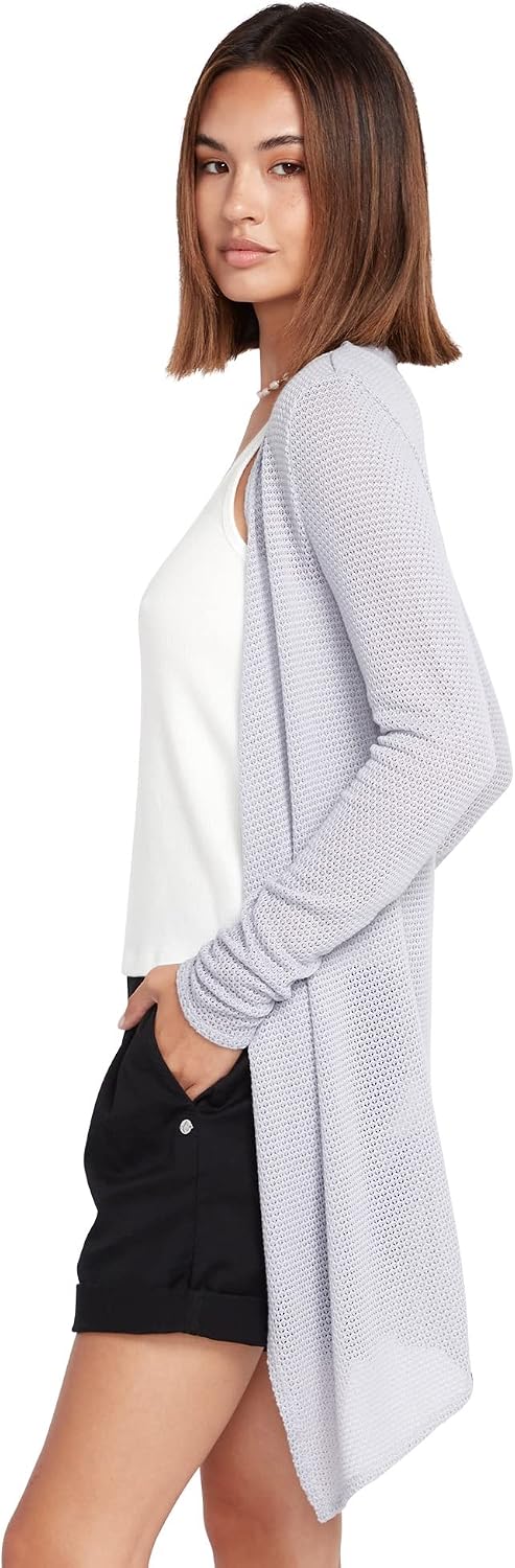 Volcom Women's Go Go Wrap Open Front Cardigan Sweater (Regular & Plus Size) Moonbeam