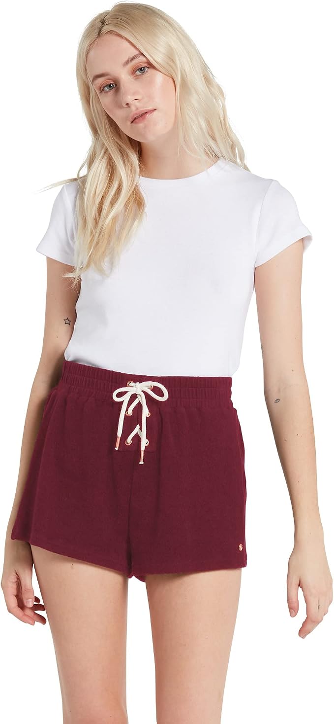 Volcom Women's Lived In Lounge Fleece Sweat Shorts (Regular & Plus Size) Bark Brown
