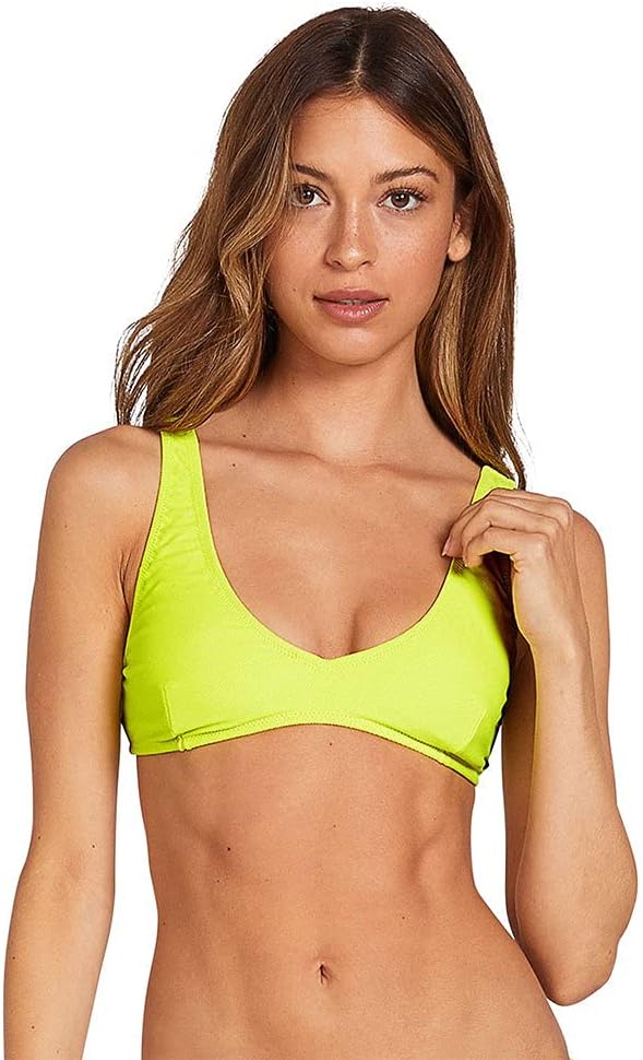 Volcom Women's Simply Seemless V Neck Swimsuit Bikini Top Lime
