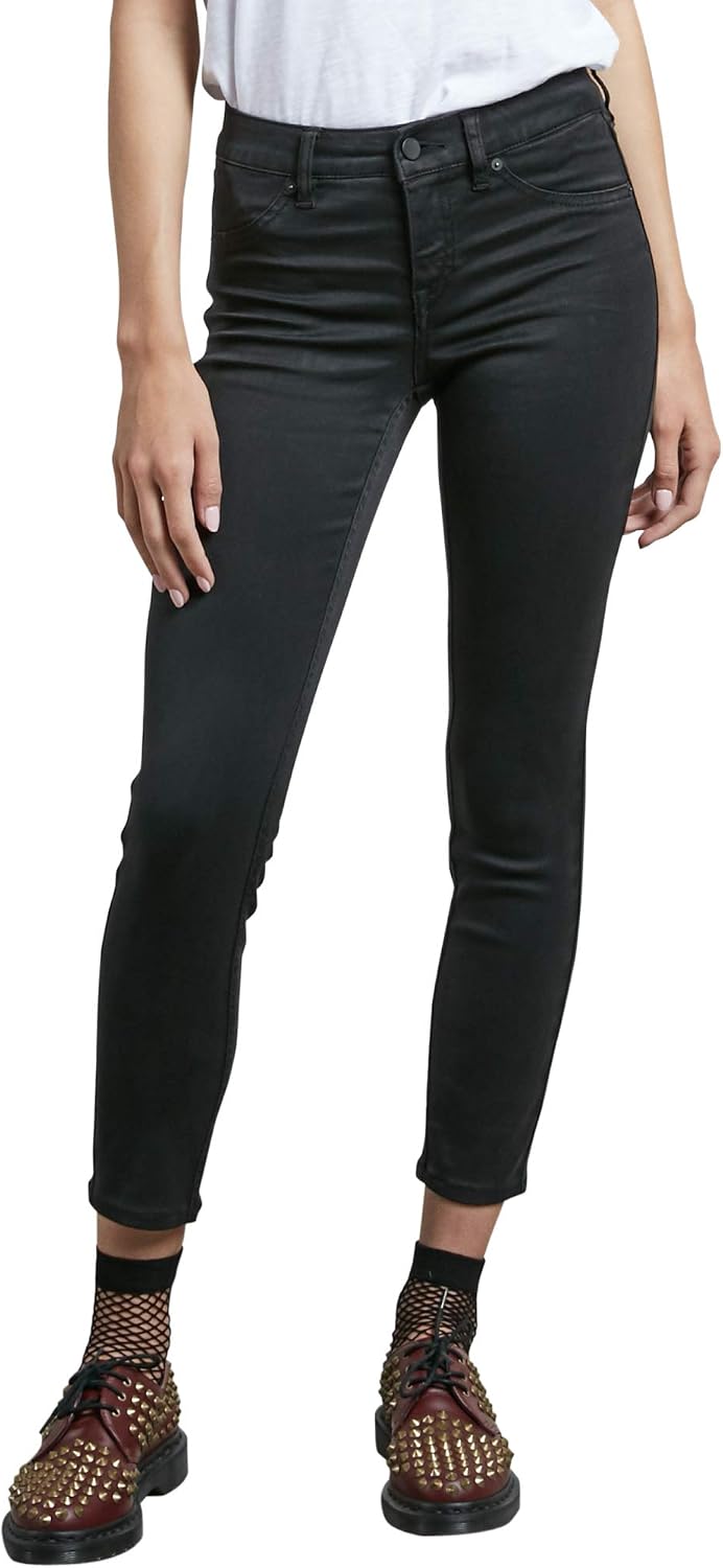 Volcom Women's Liberator Legging Fit Denim Jean Pants (Regular & Plus Size) Black Out