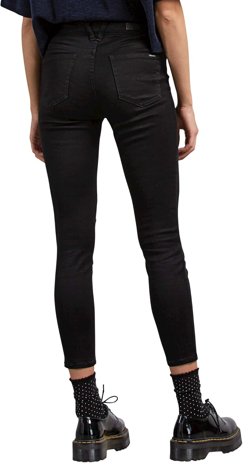 Volcom Women's Liberator Legging Fit Denim Jean Pants (Regular & Plus Size) Black Out