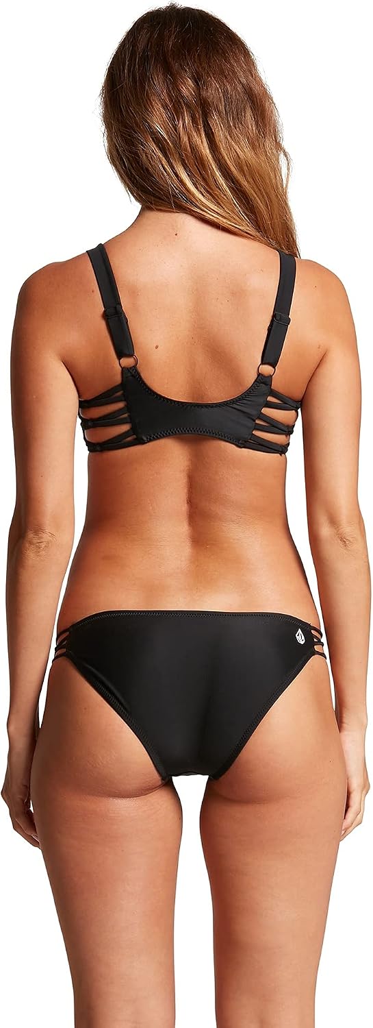 Volcom Women's Full Bikini Bottom – Low-Rise Swim Bottom with Full Coverage, Made from Recycled Fabric New Black