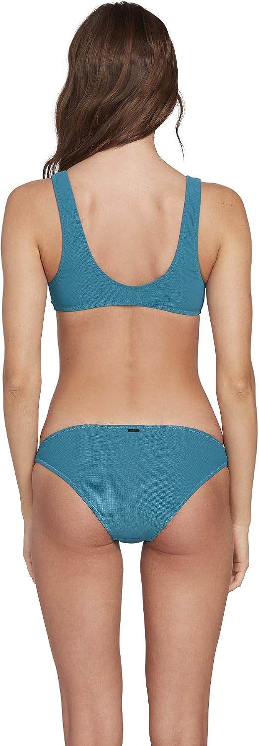 Volcom Women's Simply Seemless V Neck Swimsuit Bikini Top Tidal Blue