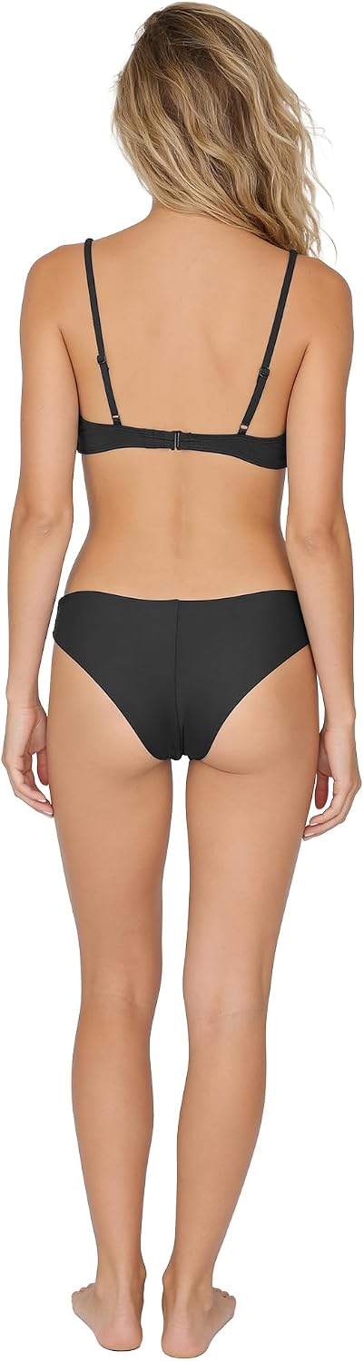Volcom Women's Simply Seemless V Neck Swimsuit Bikini Top Black