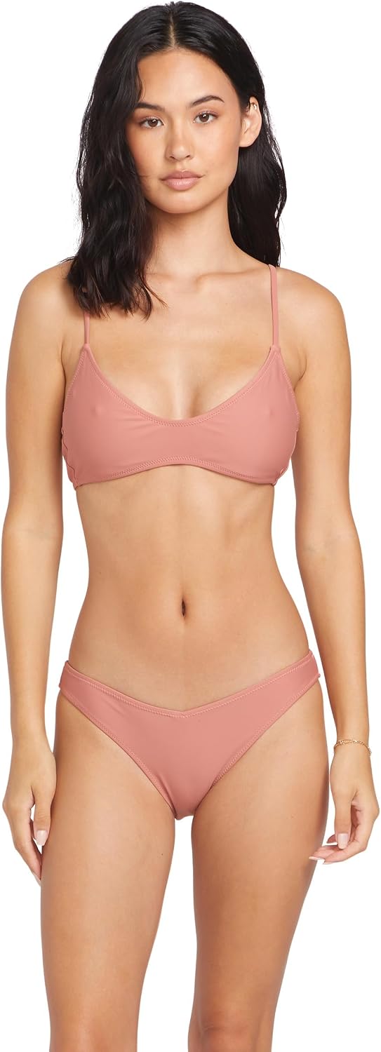 Volcom Women's Simply Solid V Beach Pant Bikini Bottom Mauve Rose