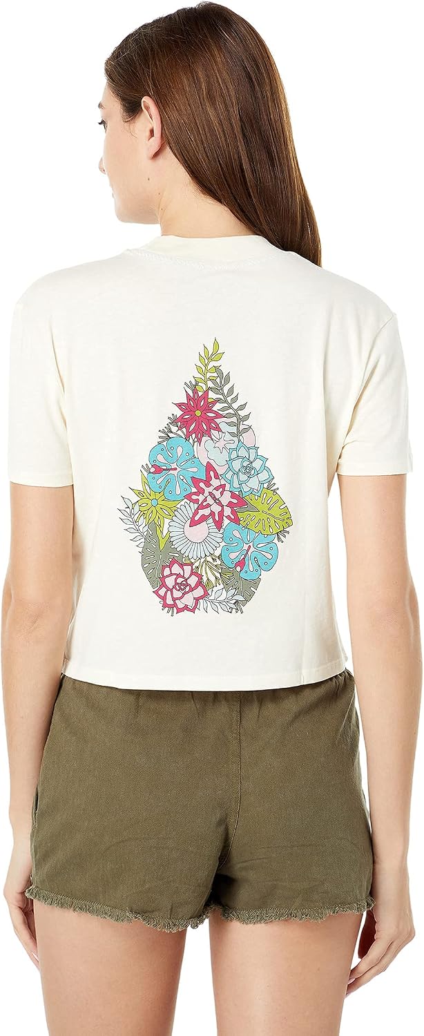 Volcom Women's Short Sleeve Pocket Dial Tee – Crew Neck T-Shirt with Chest Pocket and Screen Print Cloud
