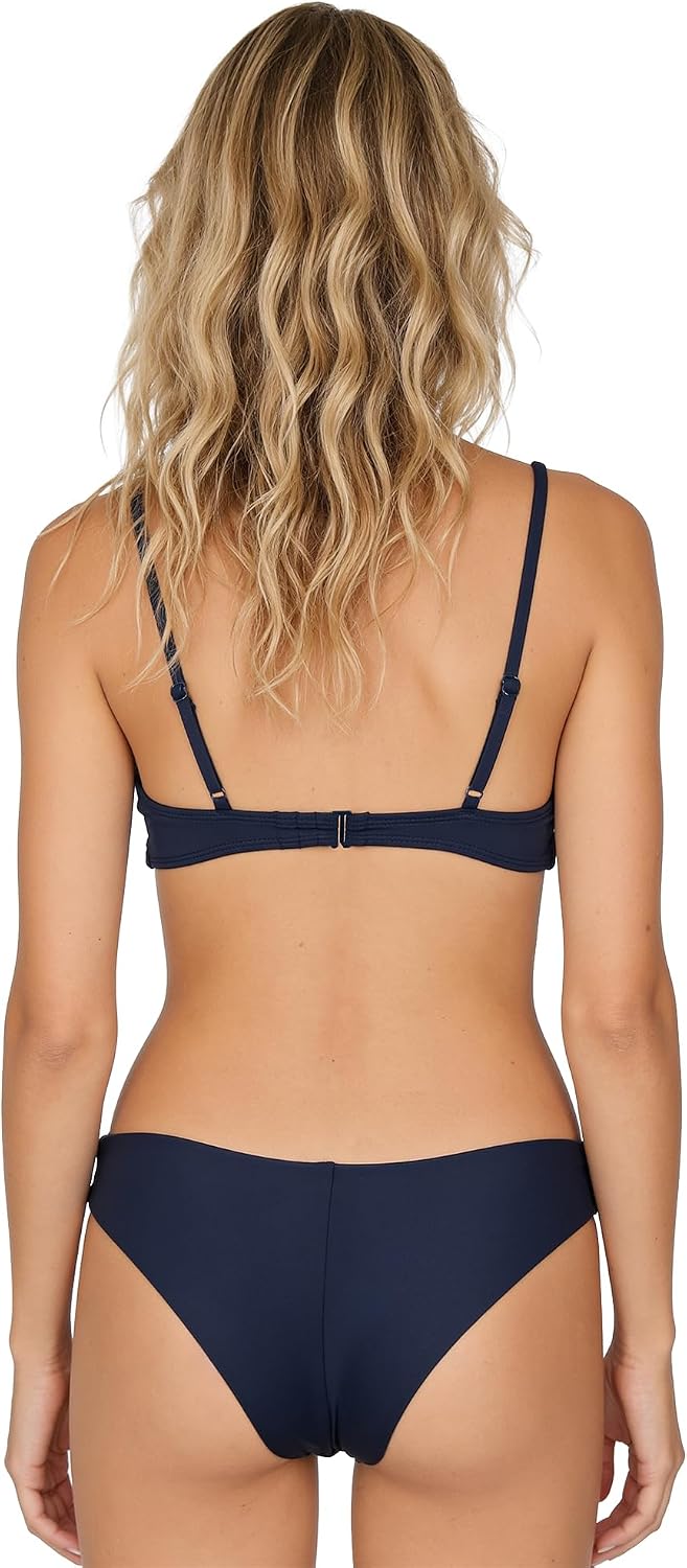 Volcom Women's Simply Seemless V Neck Swimsuit Bikini Top Navy