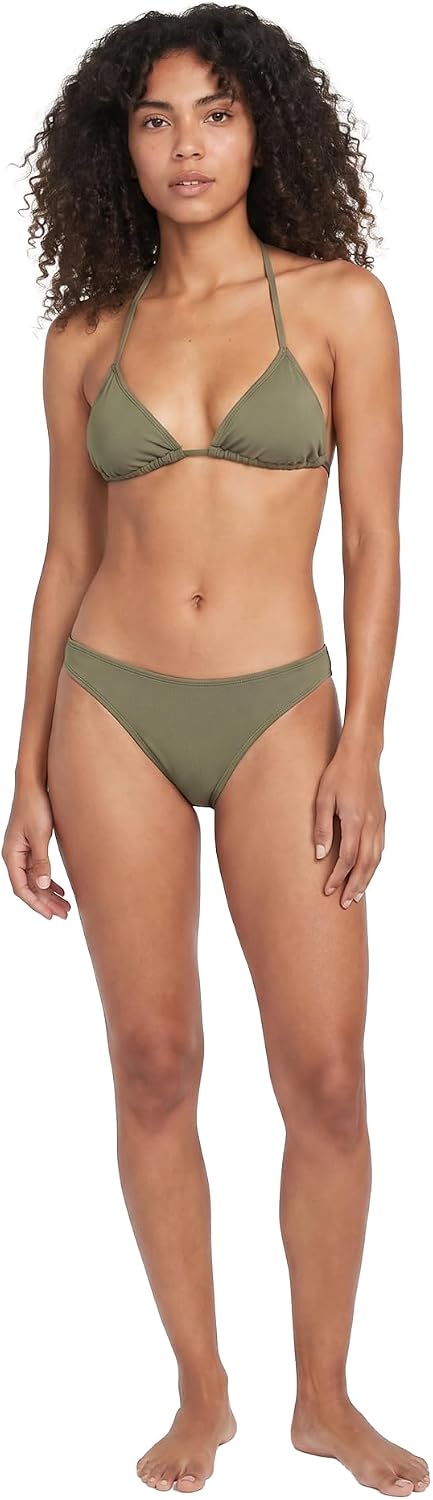 Volcom Women's Simply Seamless Skimpy Swimsuit Bikini Bottom Green Olive