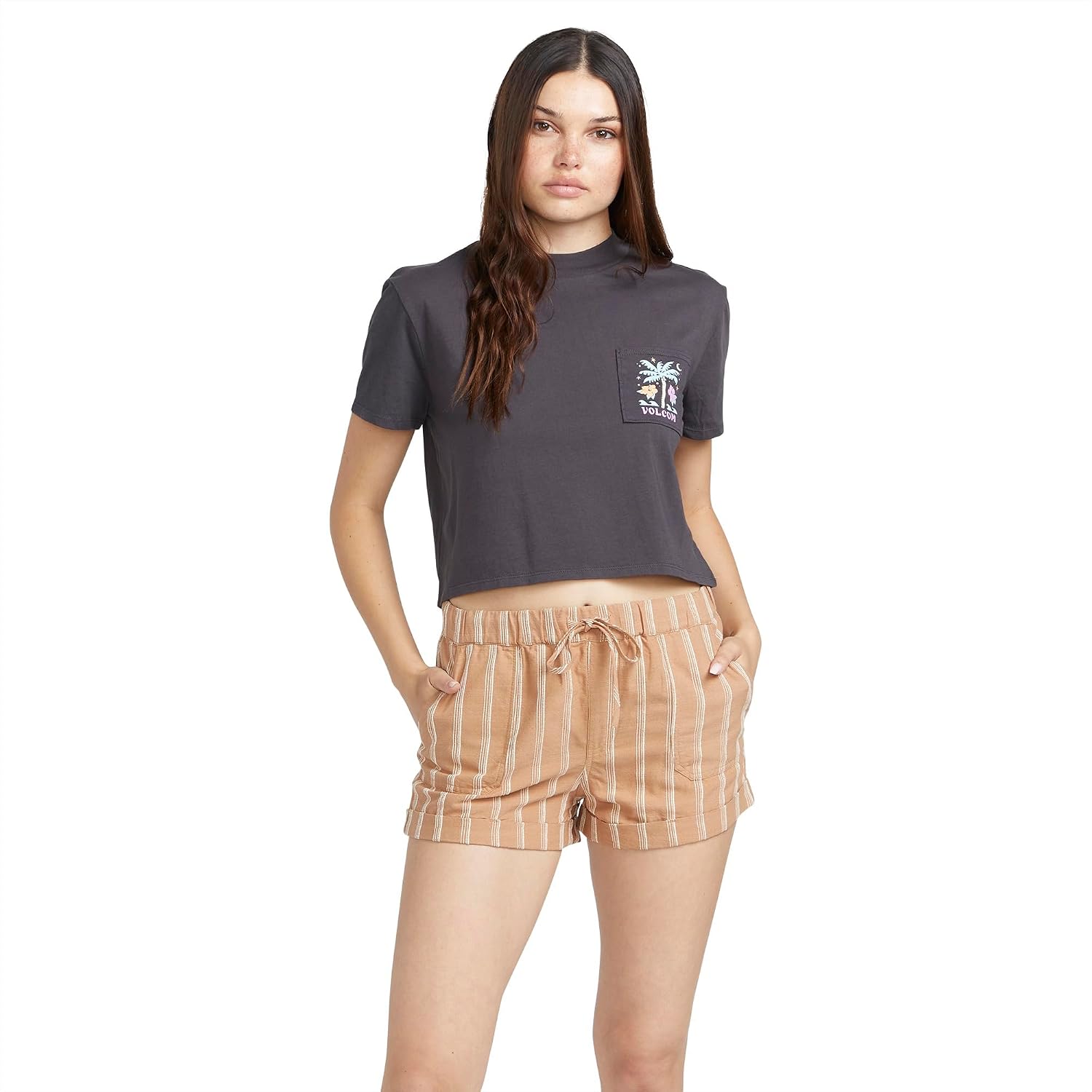 Volcom Women's Sunday Strut Elastic Waist Short Mocha
