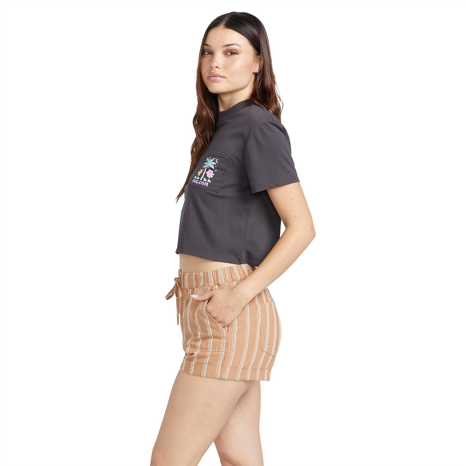 Volcom Women's Sunday Strut Elastic Waist Short Mocha