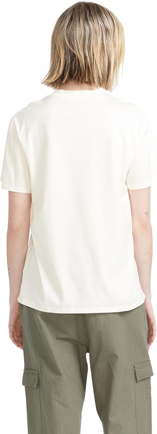 Volcom Women's Lock It Up Short Sleeve Tee – Crew Neck T-Shirt with Striped Neck Taping Bone