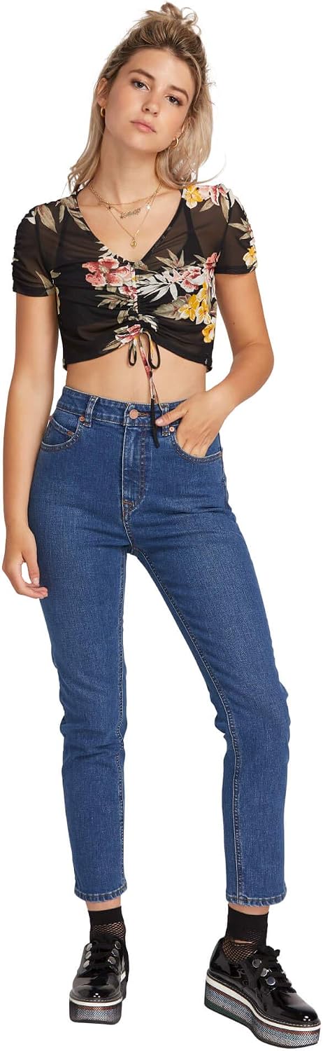 Volcom Women's Junior's Vol Stone Denim Jean Harbor Blue