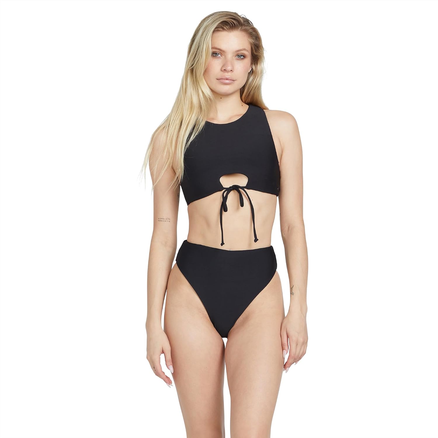 Volcom Women's Full Bikini Bottom – Low-Rise Swim Bottom with Full Coverage, Made from Recycled Fabric Black-a