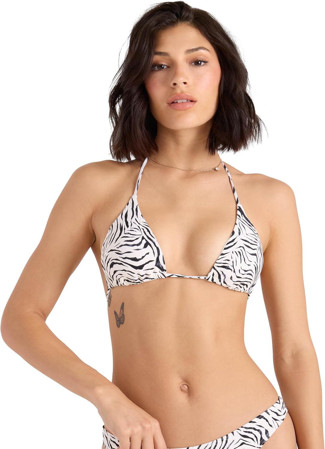 Volcom Women's Tri Bikini Top – Sustainable Slide-tri Swim Top with Adjustable Halter and Removable Cups Almond Black