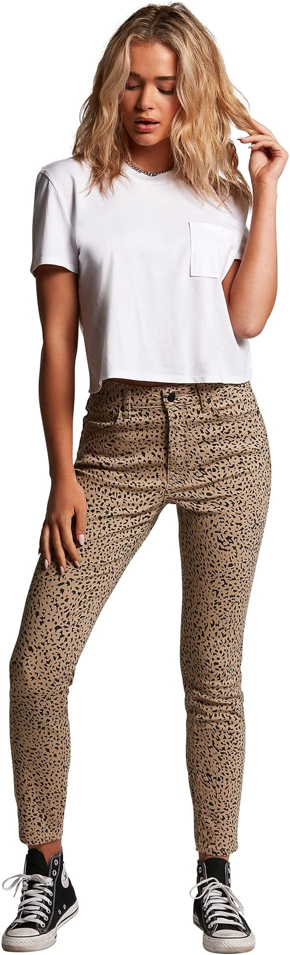 Volcom Women's Liberator Legging Fit Denim Jean Pants (Regular & Plus Size) Animal Print