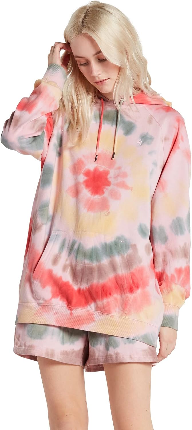 Volcom Women's Truly Stoked Ovesized Bf Hooded Fleece Sweatshirt Multi