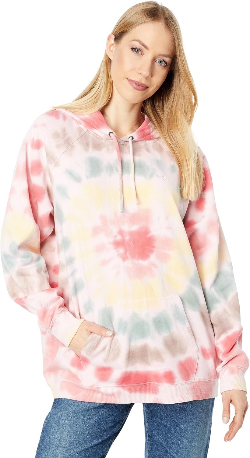 Volcom Women's Truly Stoked Ovesized Bf Hooded Fleece Sweatshirt Multi